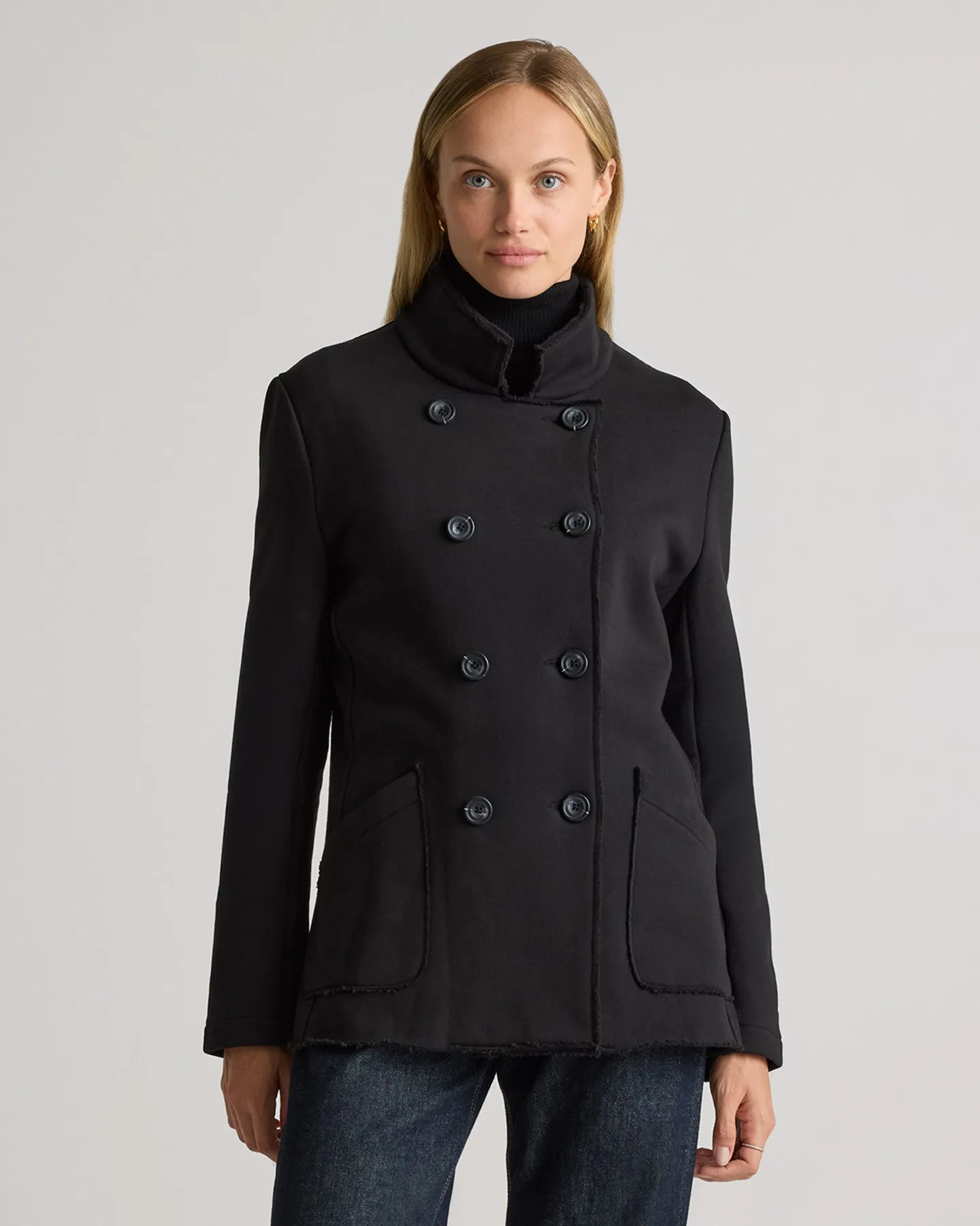 100% Organic Cotton French Terry Fleece Peacoat