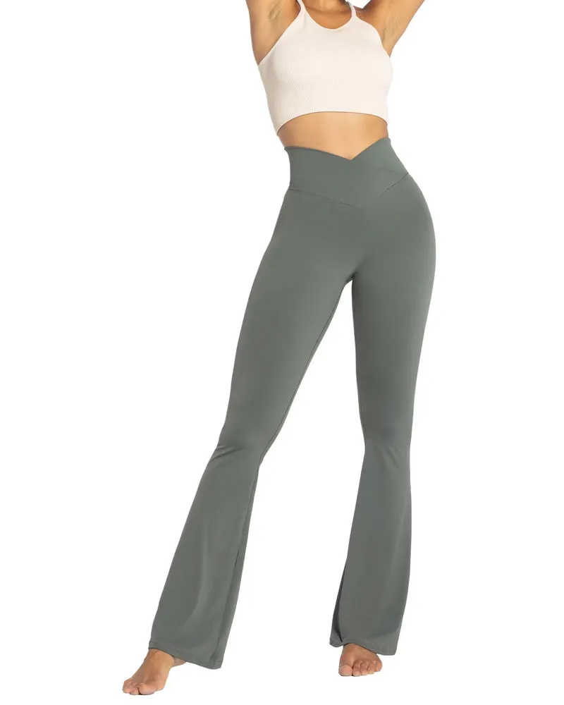 32'' Women's Cross Waist Flared Leggings