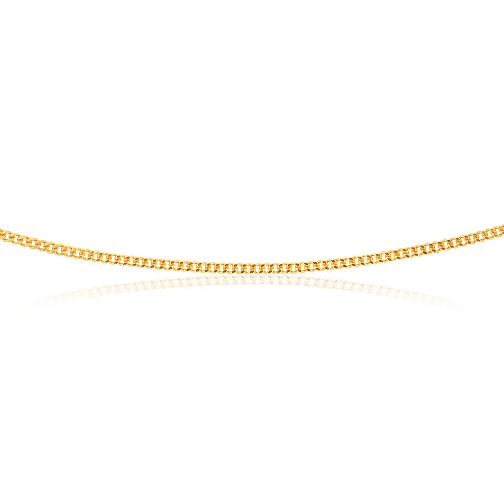 9ct Yellow Solid Gold Curb Dicut 70cm Chain 50Gauge