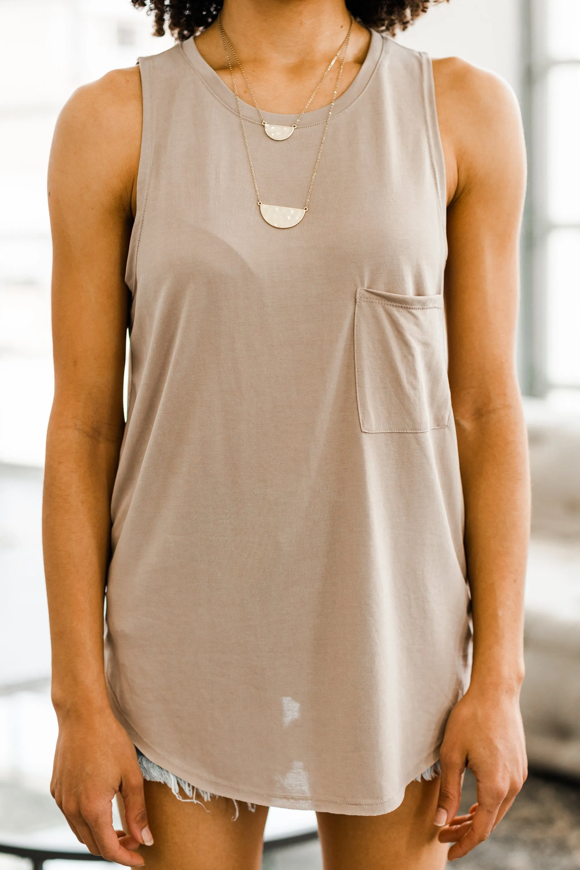 All In Good Fun Taupe Brown Tank