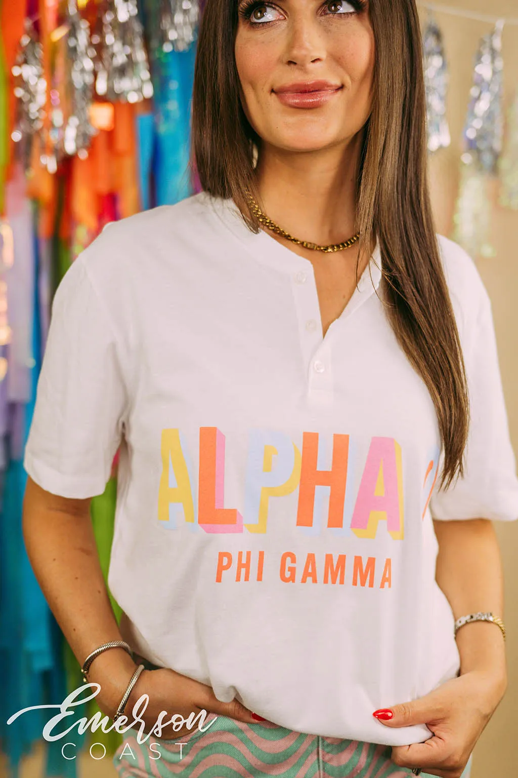 Alpha O Colorful Short Sleeve Henley