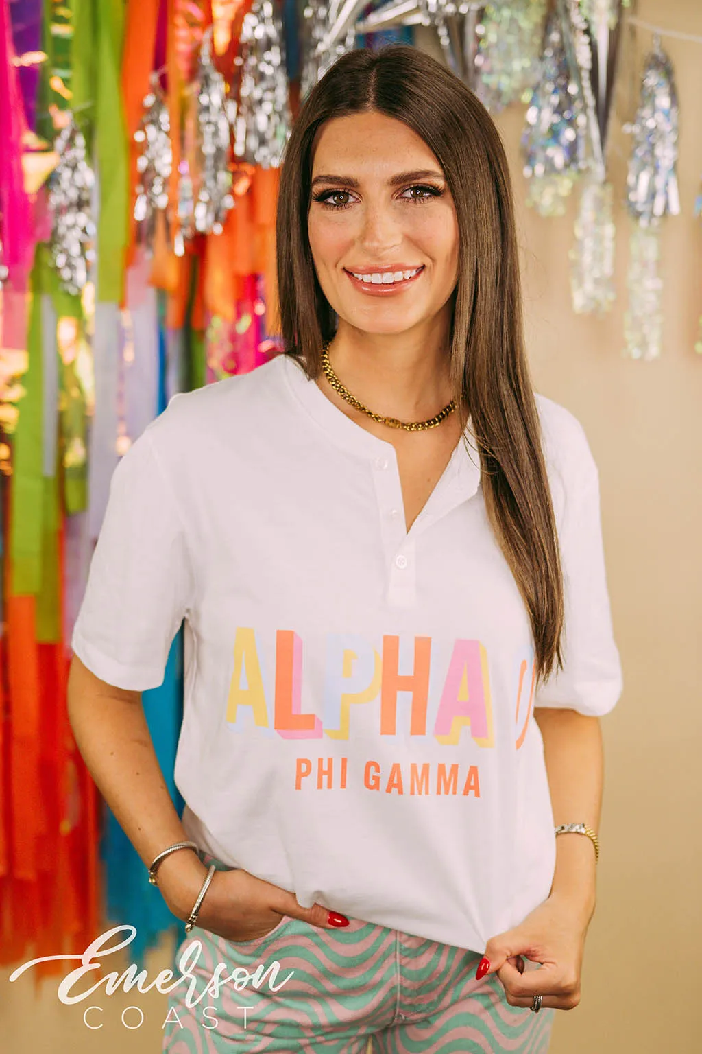 Alpha O Colorful Short Sleeve Henley