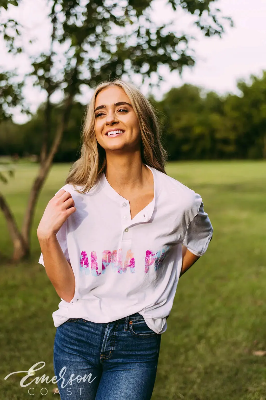 Alpha Phi PR Short Sleeve Henley