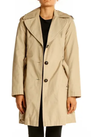 Beige Single Breasted Trench Coat