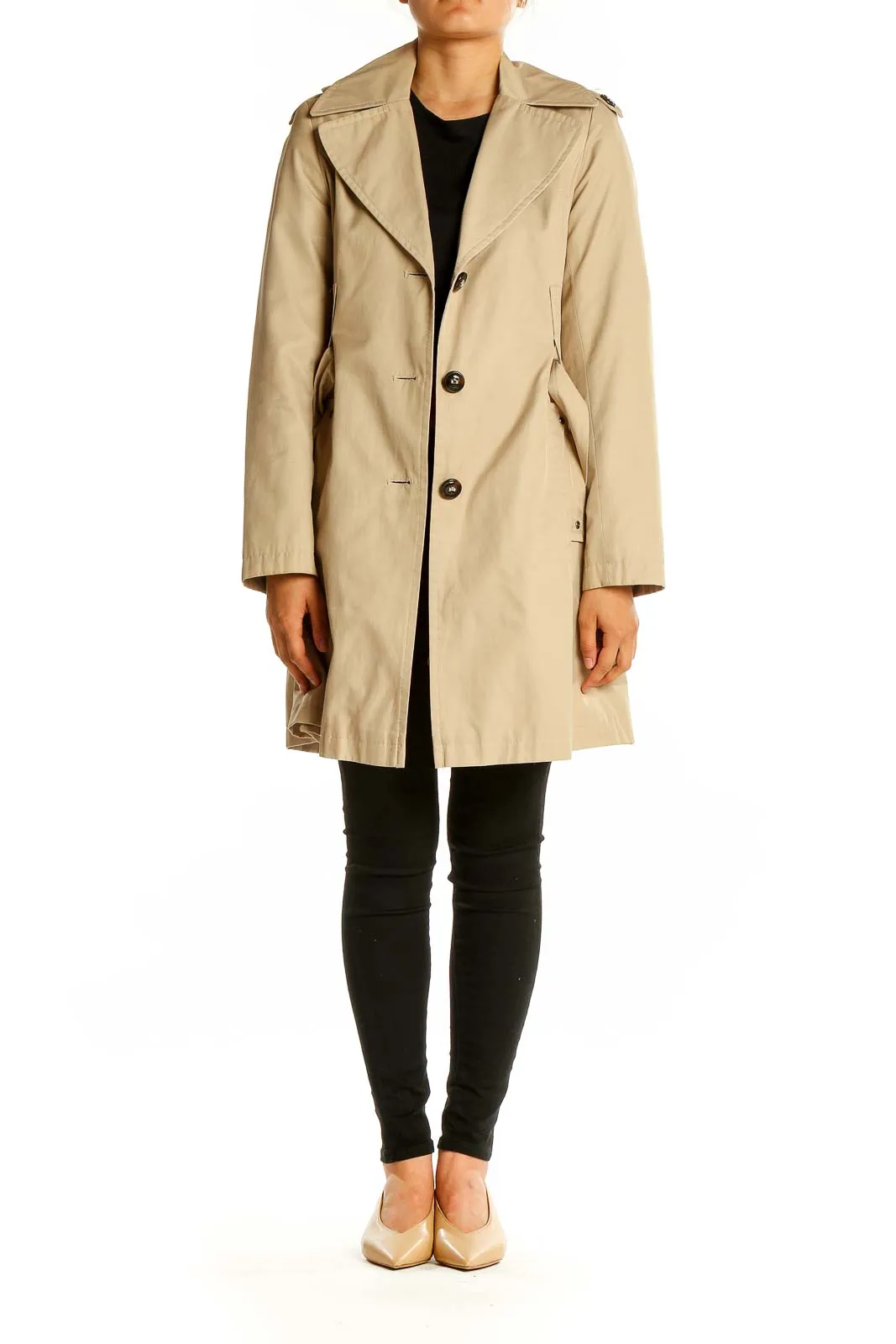 Beige Single Breasted Trench Coat