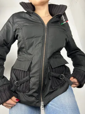 Black brand new duck down winter puffer biker jacket (M)