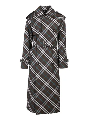 Black Cotton Check Trench