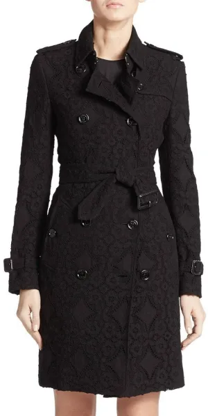 Black Kensington Lace Trench Coat