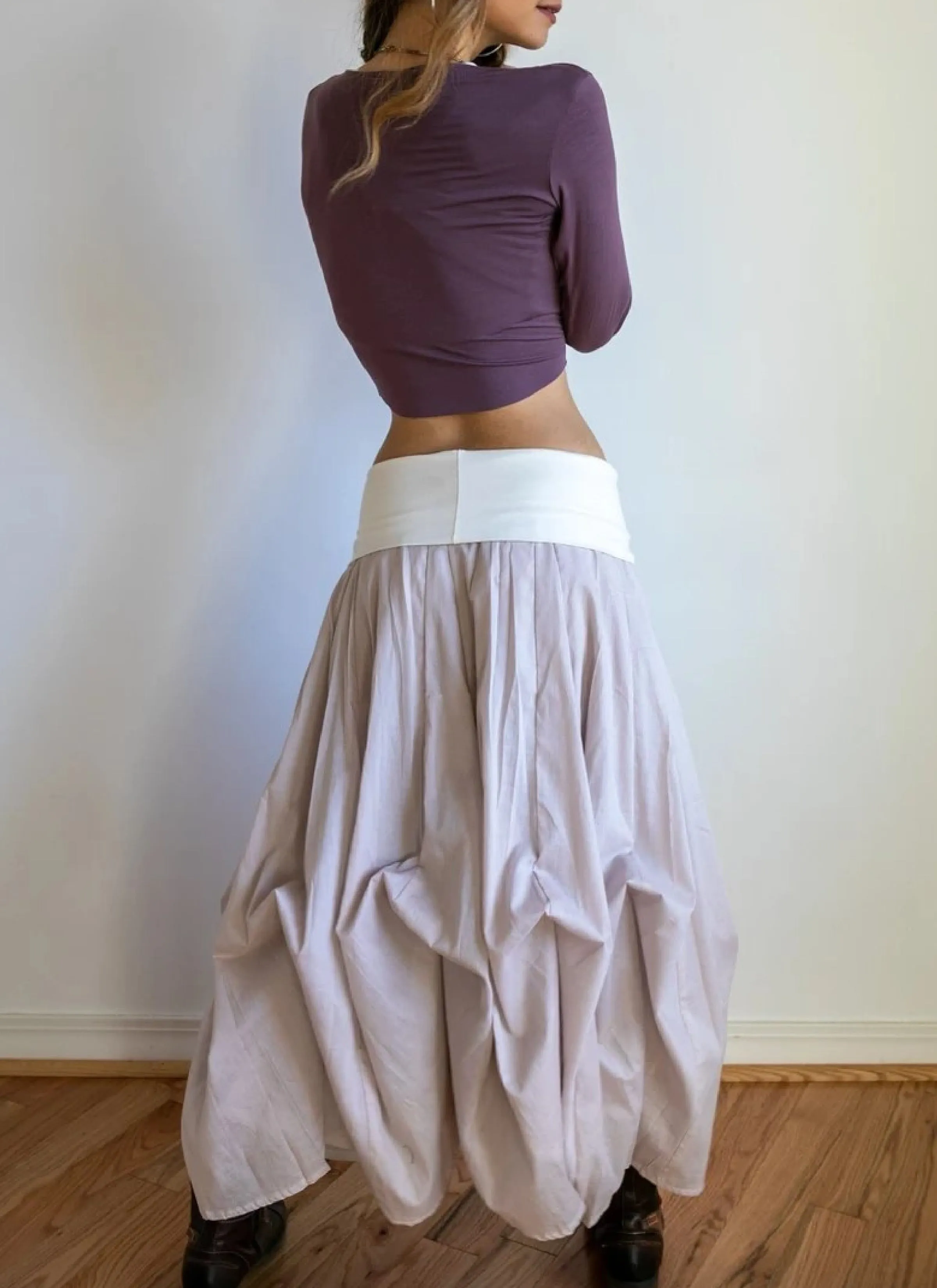 Blooming Lotus Multiple Ties Adjustable Length Skirt In Oatmeal