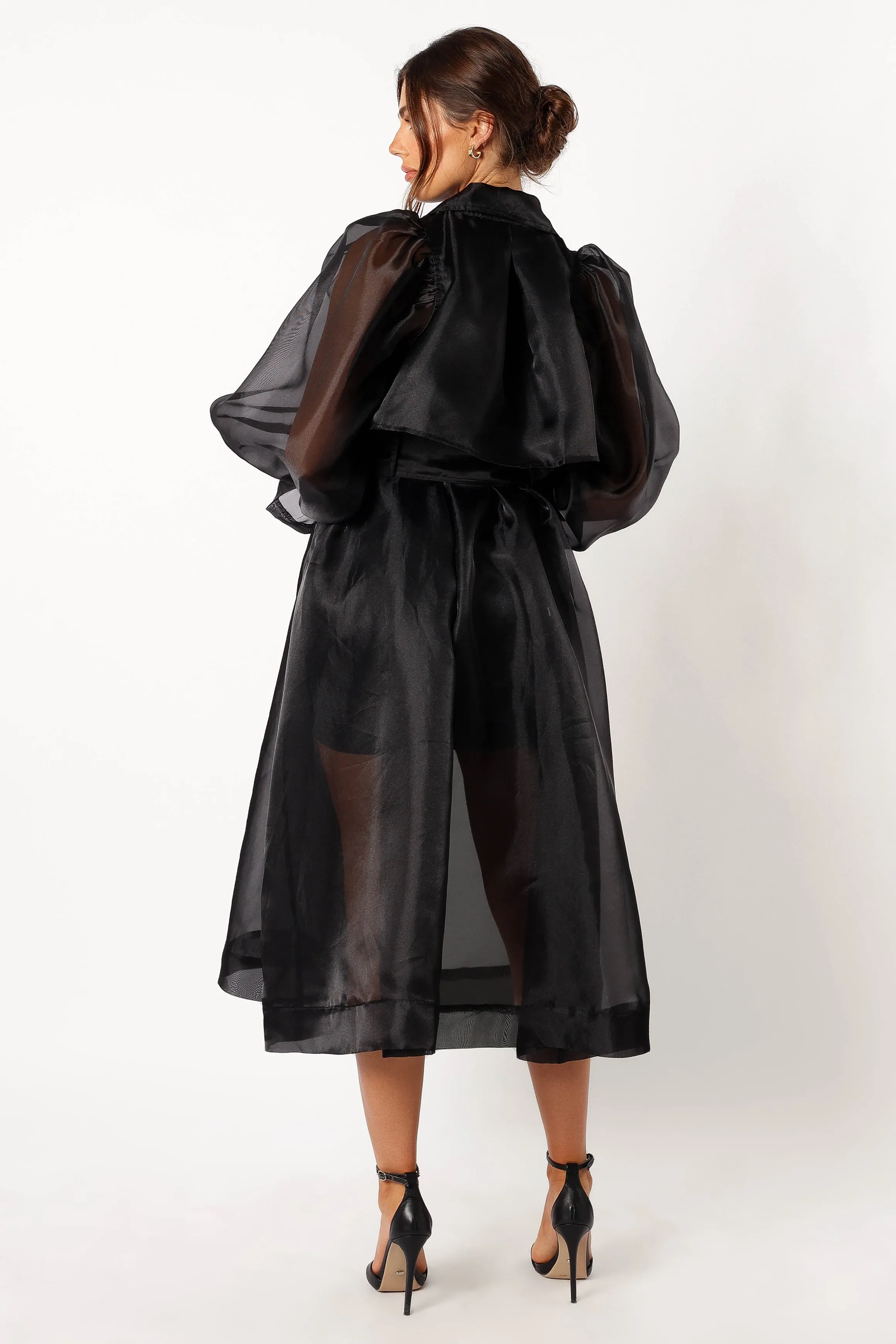 Braelynn Sheer Trench Coat - Black