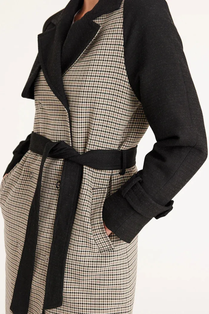 Brooklyn Trench Coat Black/Check