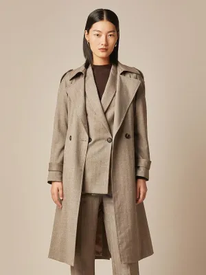 Brown Wool Blend Trench Coat