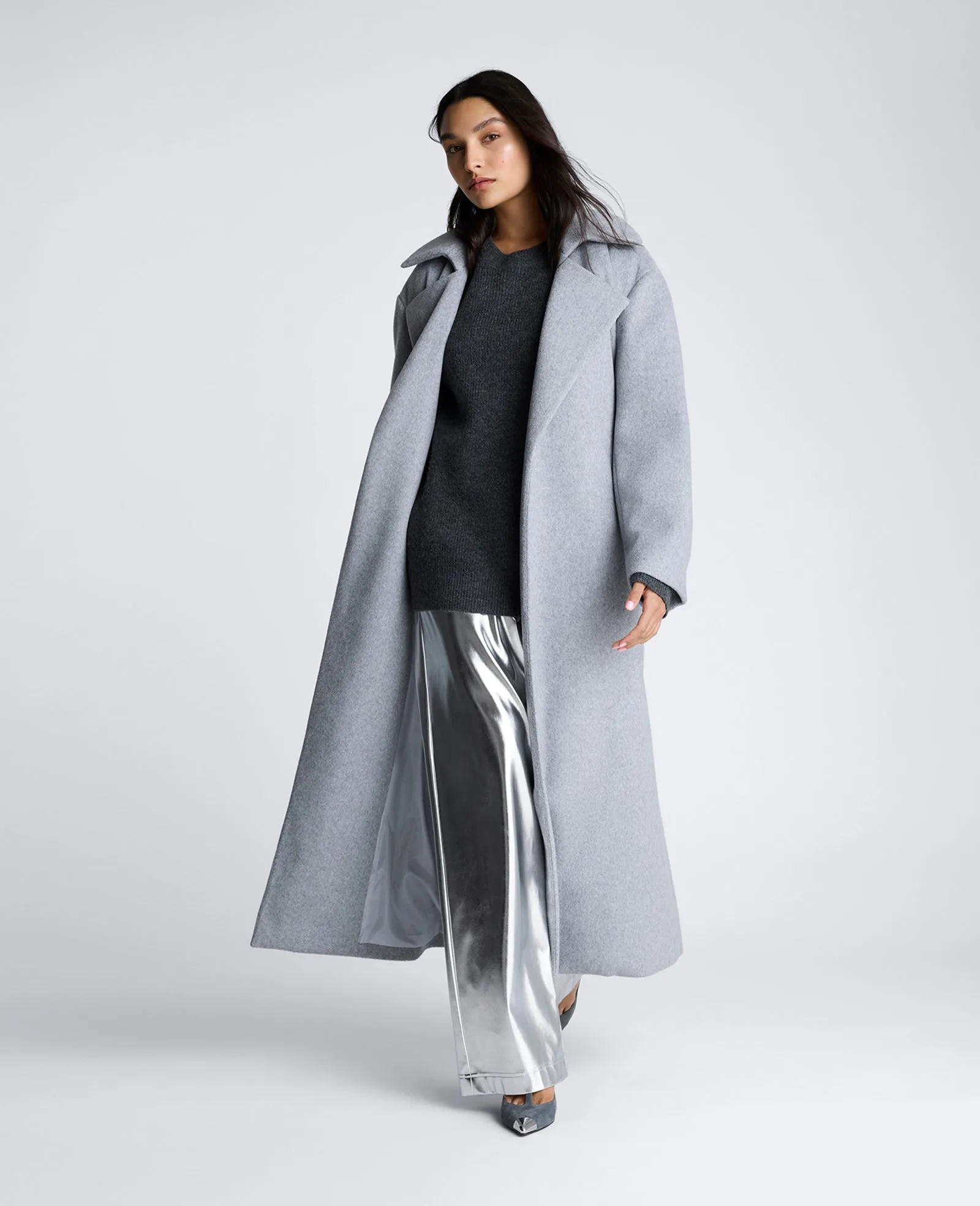 Brushed Felt Trench Coat