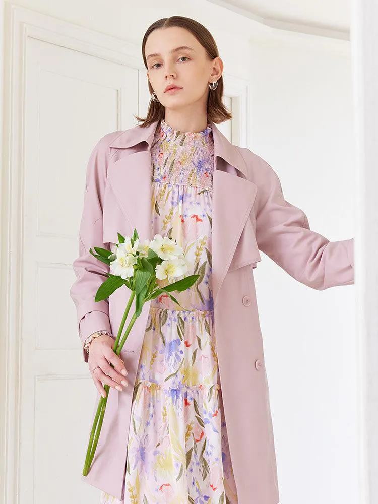 Candy Color Worsted Woolen Mid-length Trench Coat