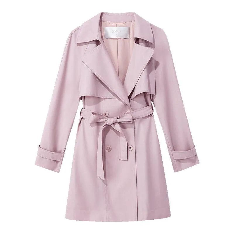 Candy Color Worsted Woolen Mid-length Trench Coat