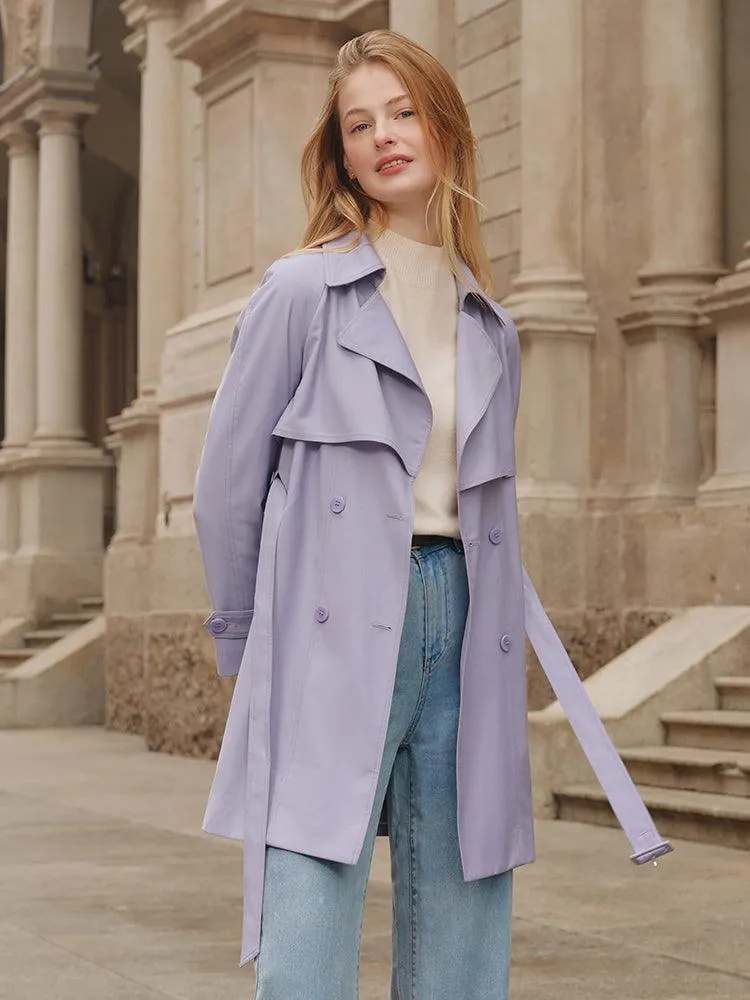 Candy Color Worsted Woolen Mid-length Trench Coat