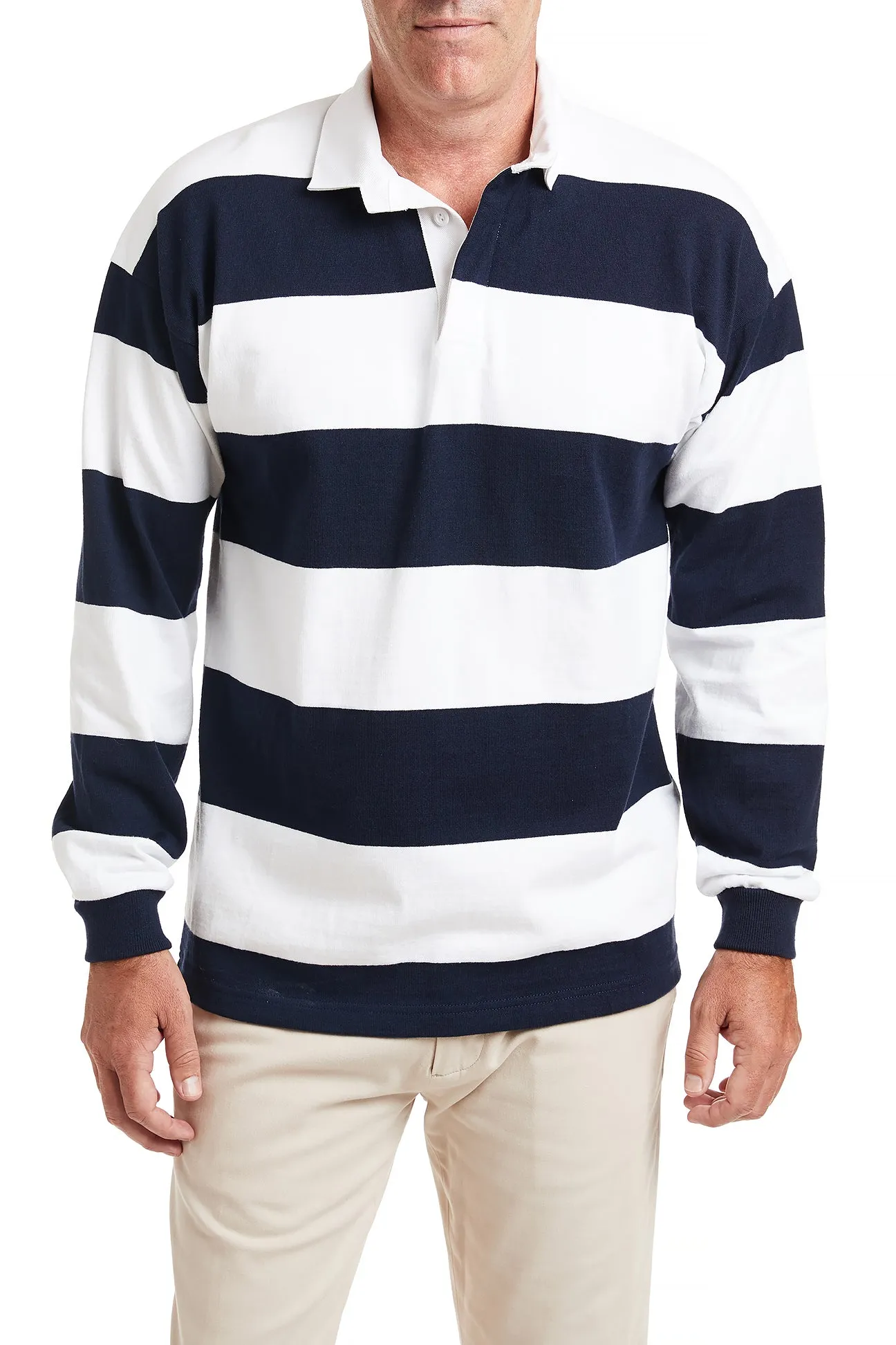 Castaway Rugby Shirt Navy & White Stripe