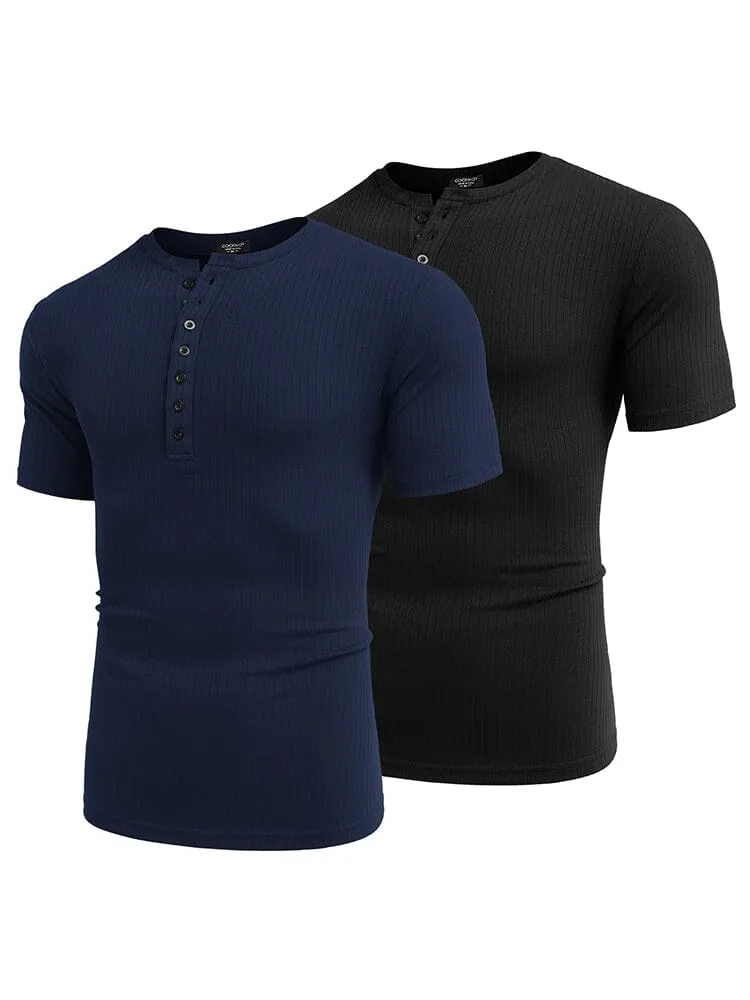 Casual 2-Pack Stretch Ribbed Shirts (US Only)