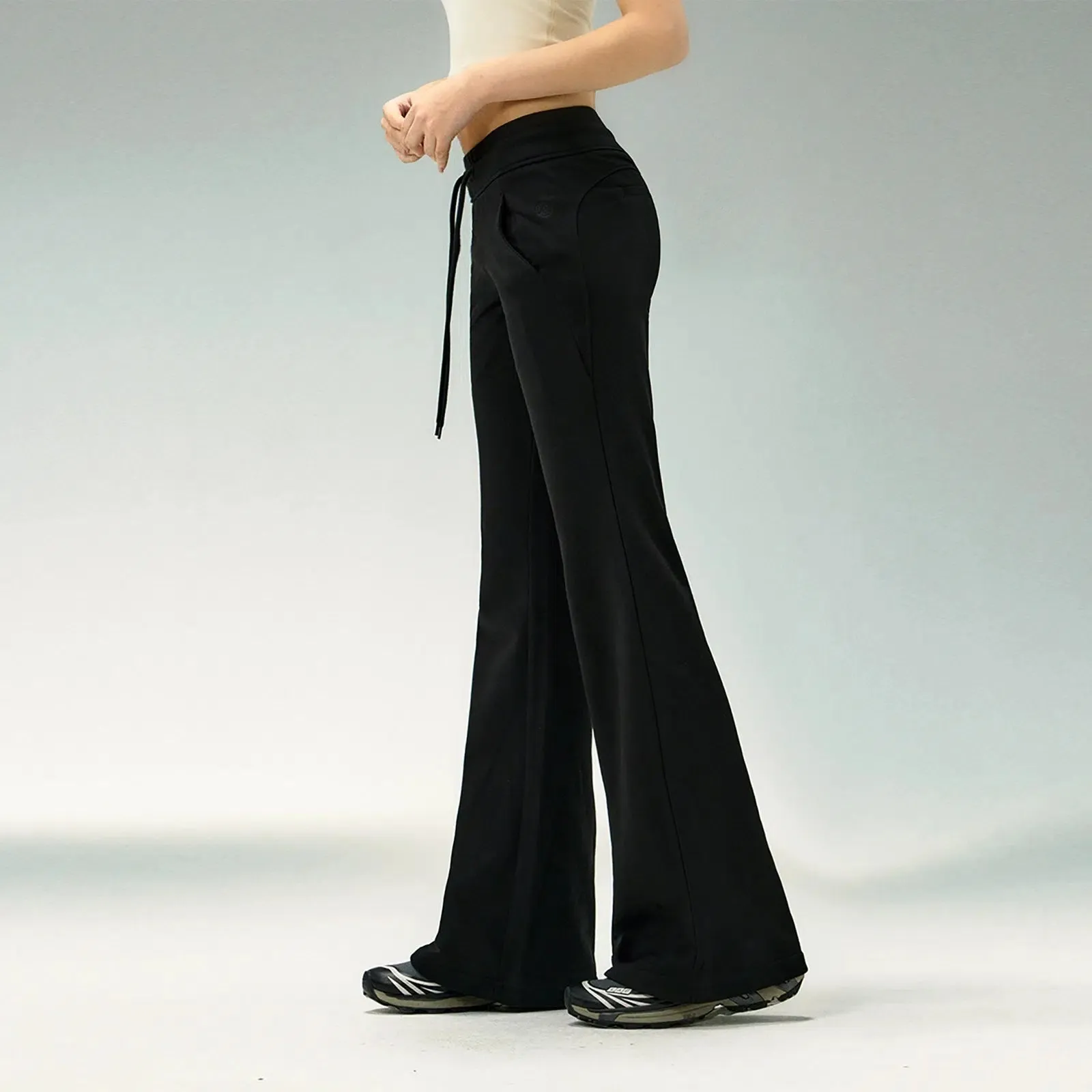 Casual Drawstring Waist Flared Pants