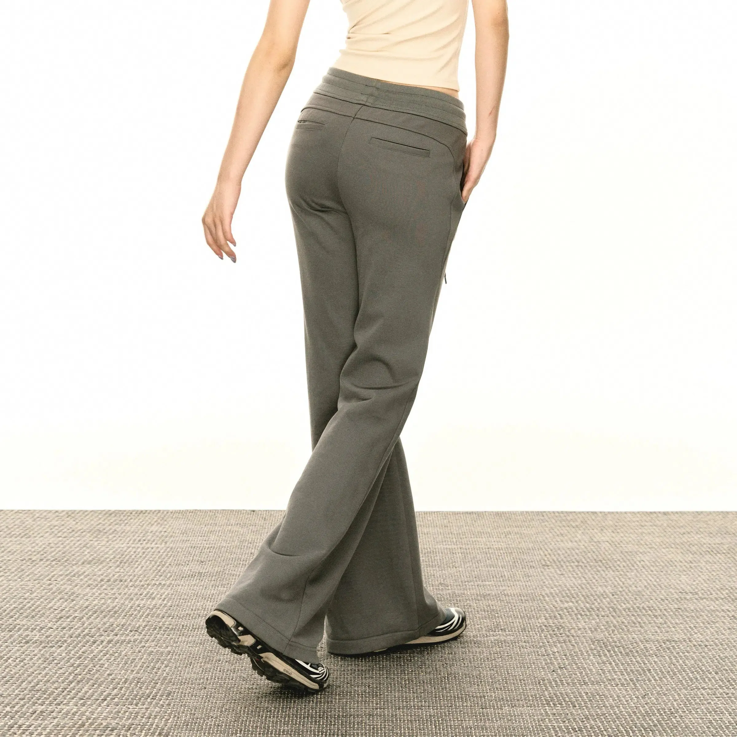 Casual Drawstring Waist Flared Pants