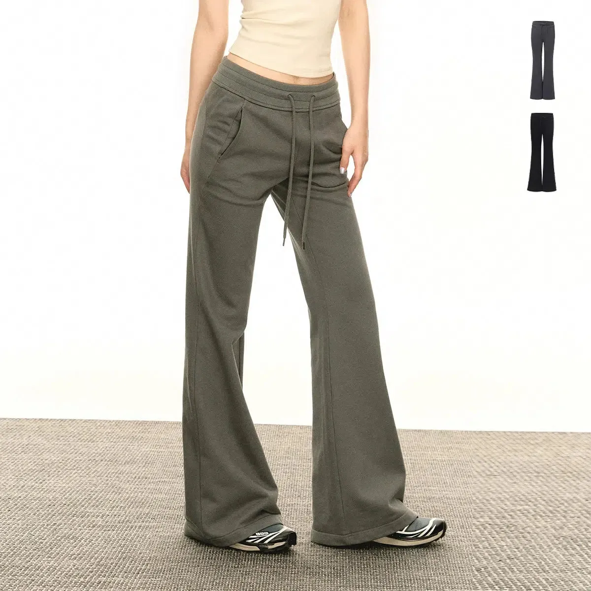 Casual Drawstring Waist Flared Pants