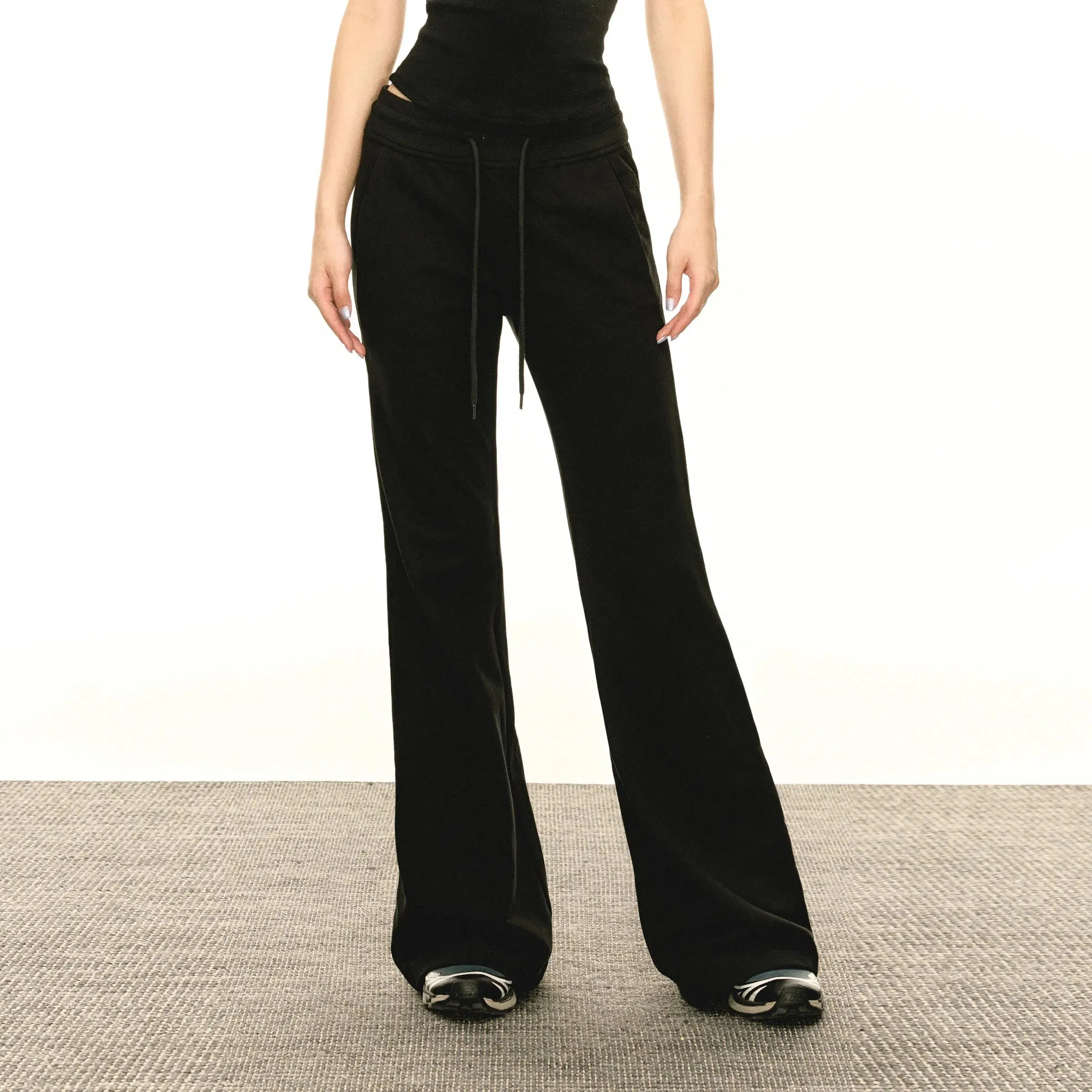 Casual Drawstring Waist Flared Pants