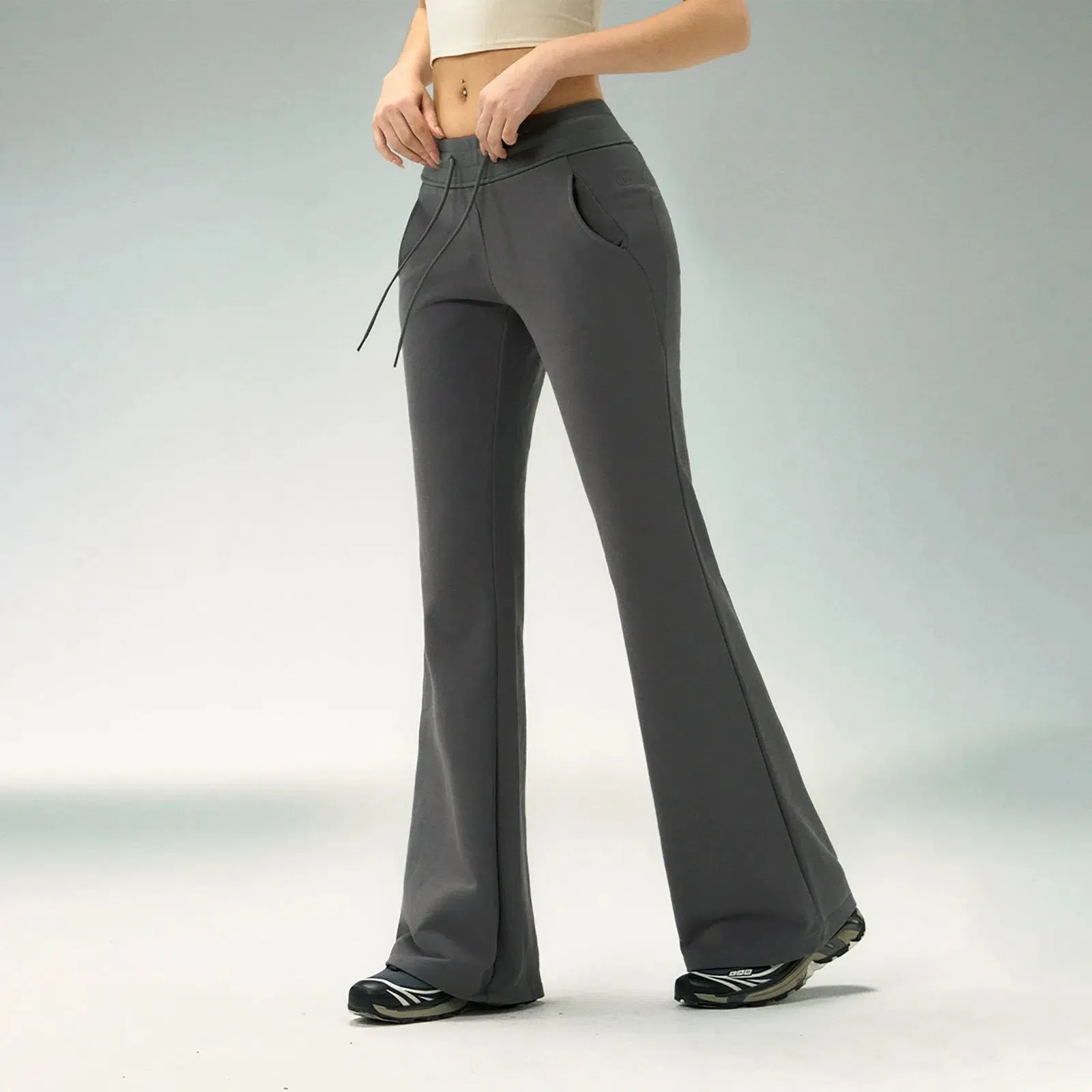 Casual Drawstring Waist Flared Pants