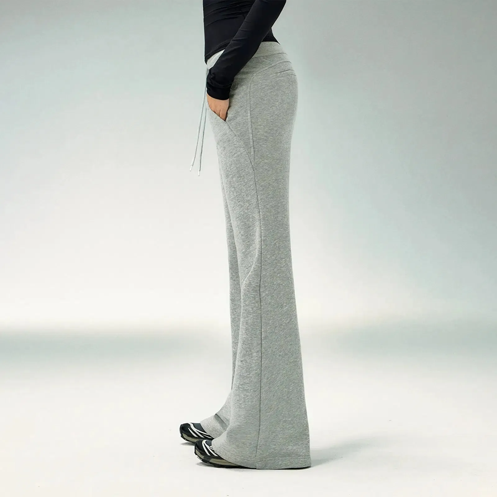 Casual Drawstring Waist Flared Pants