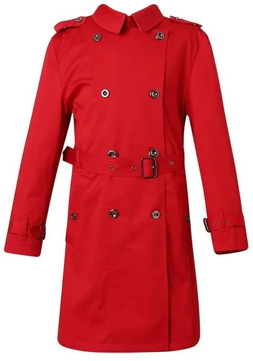 Check-Lined Trench Coat - Apricot or Red