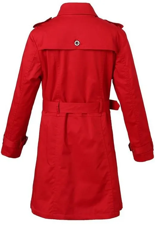 Check-Lined Trench Coat - Apricot or Red