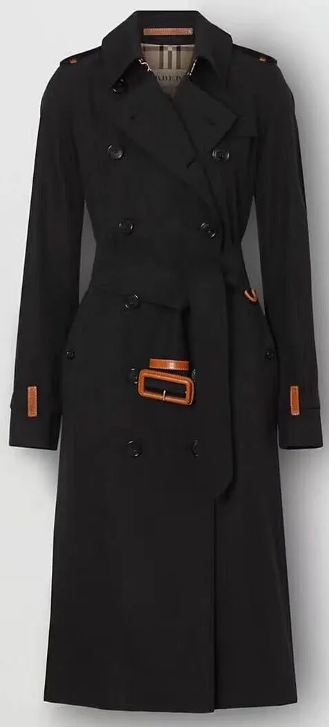 Cotton Gabardine Trench Coat, Black