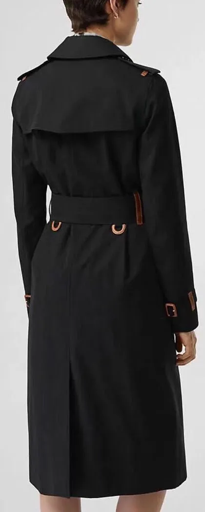 Cotton Gabardine Trench Coat, Black