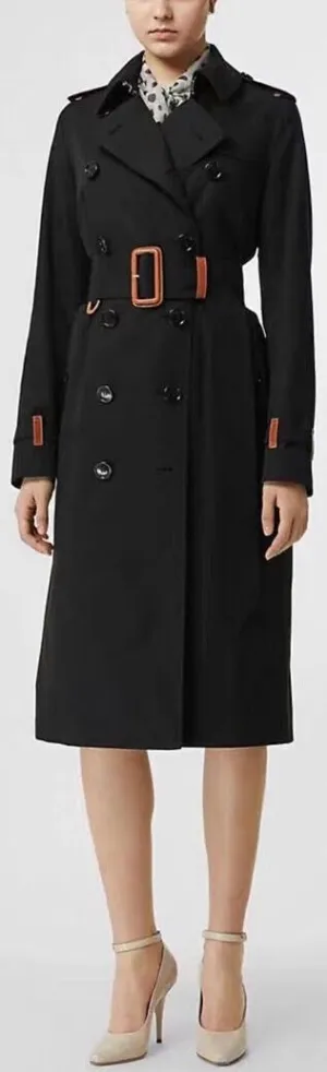 Cotton Gabardine Trench Coat, Black