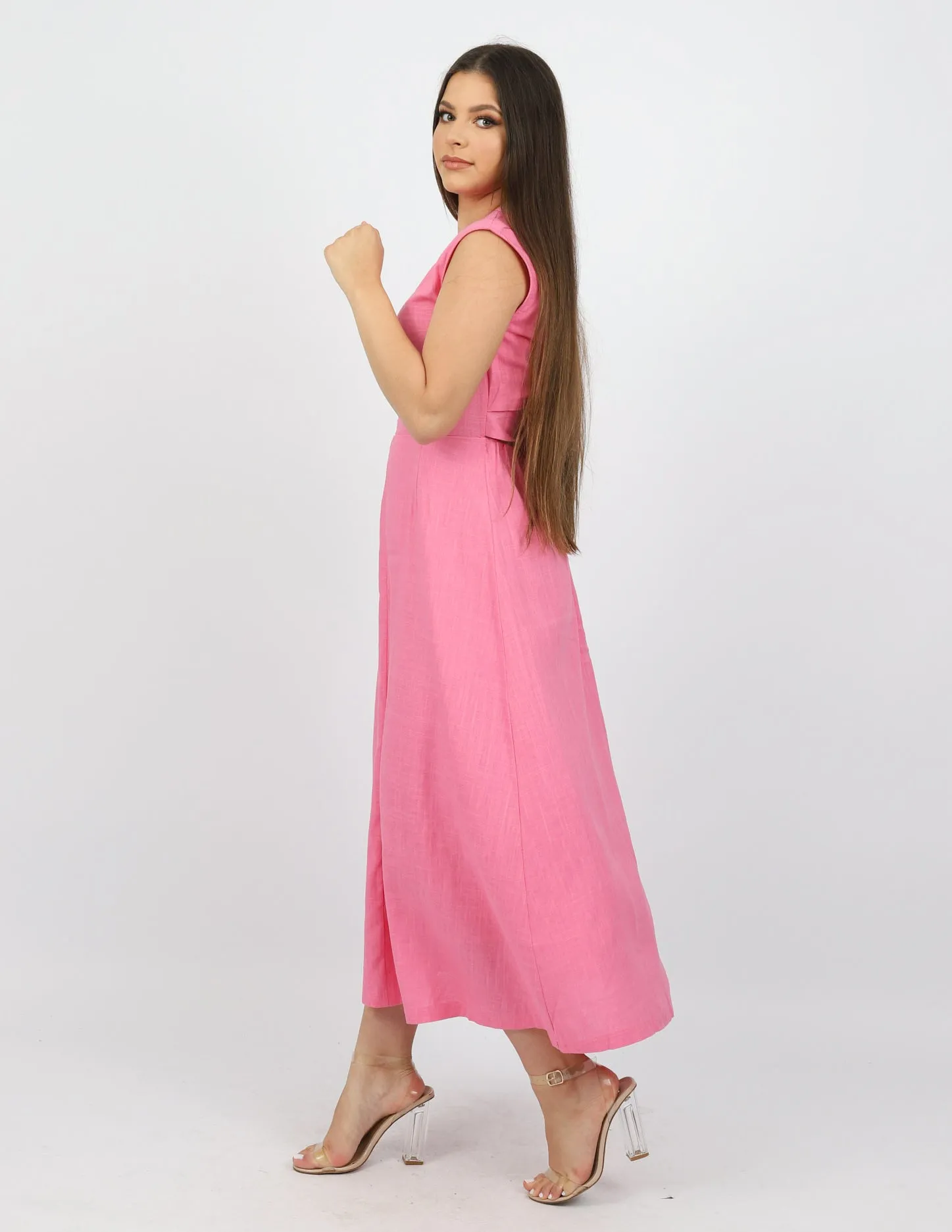 Cotton Tie Back Midi Dress