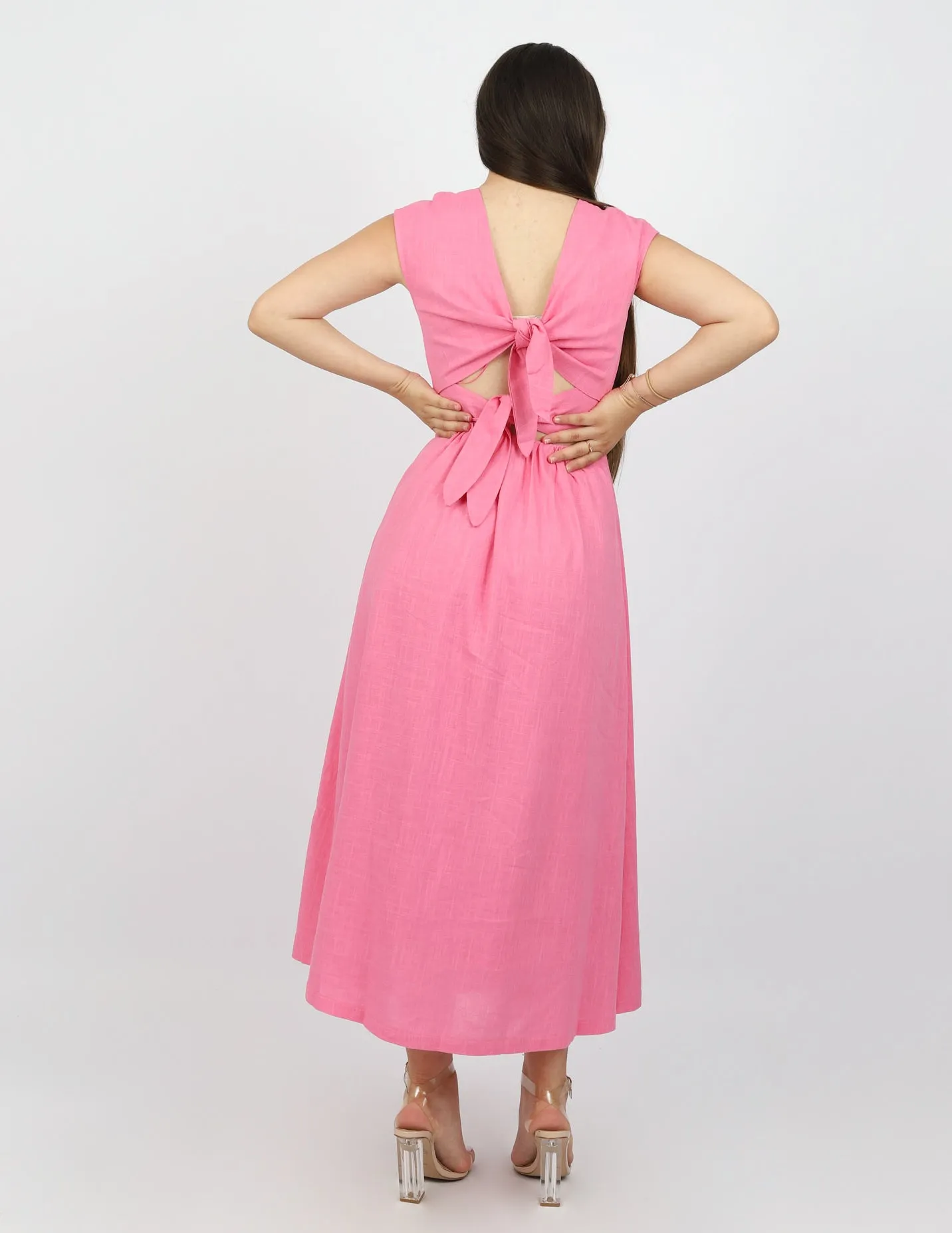 Cotton Tie Back Midi Dress