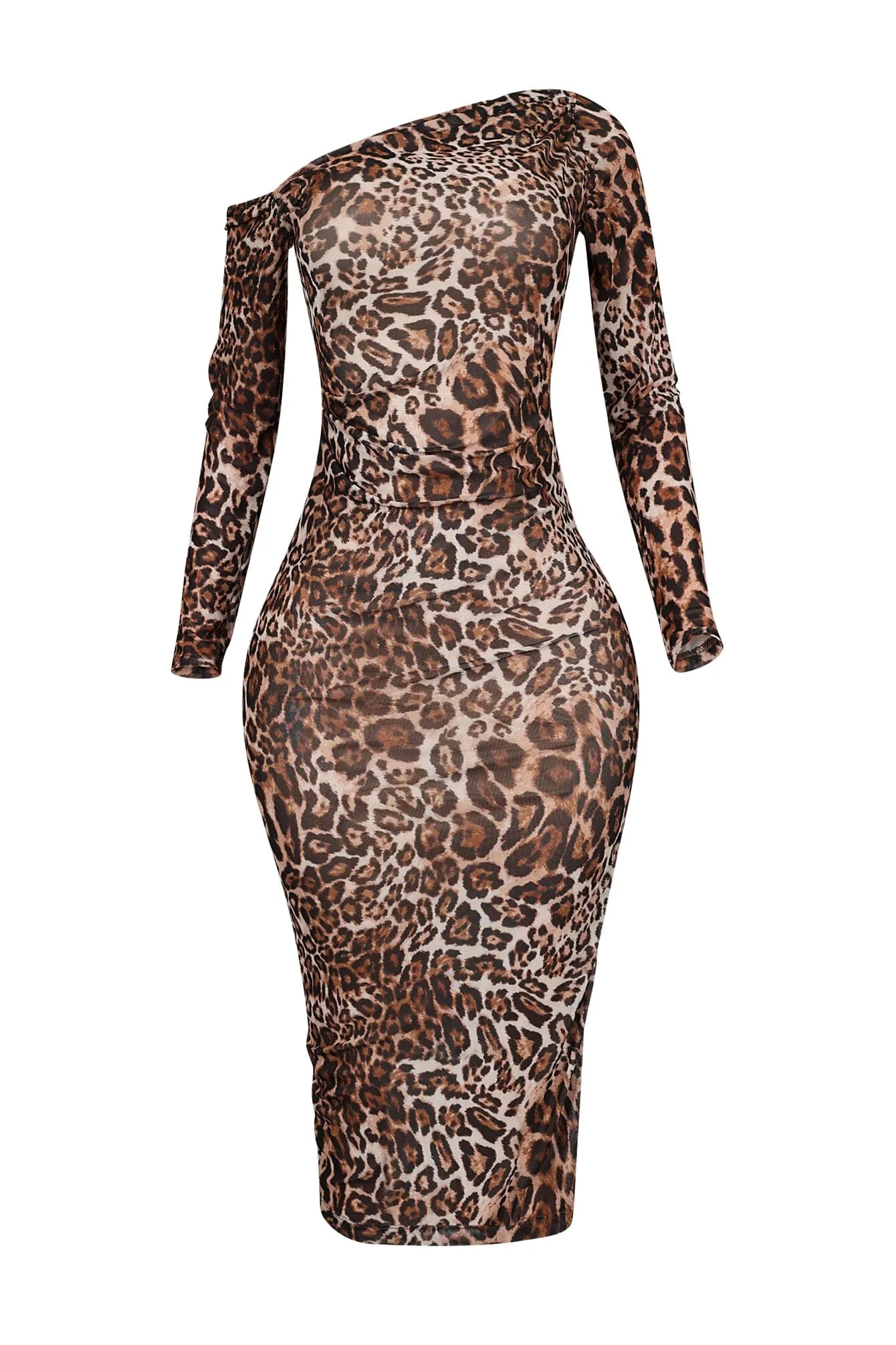 Delaney Mesh Leopard Midi Dress