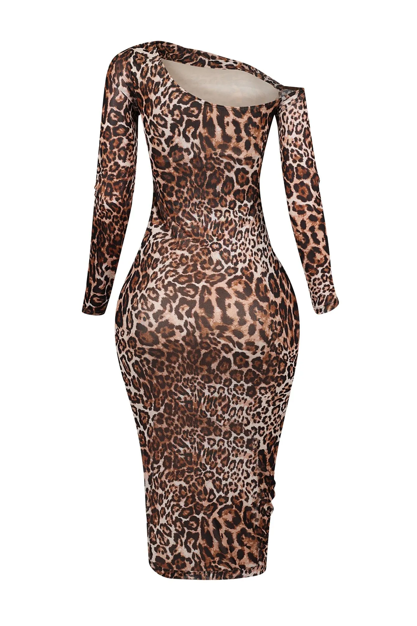 Delaney Mesh Leopard Midi Dress