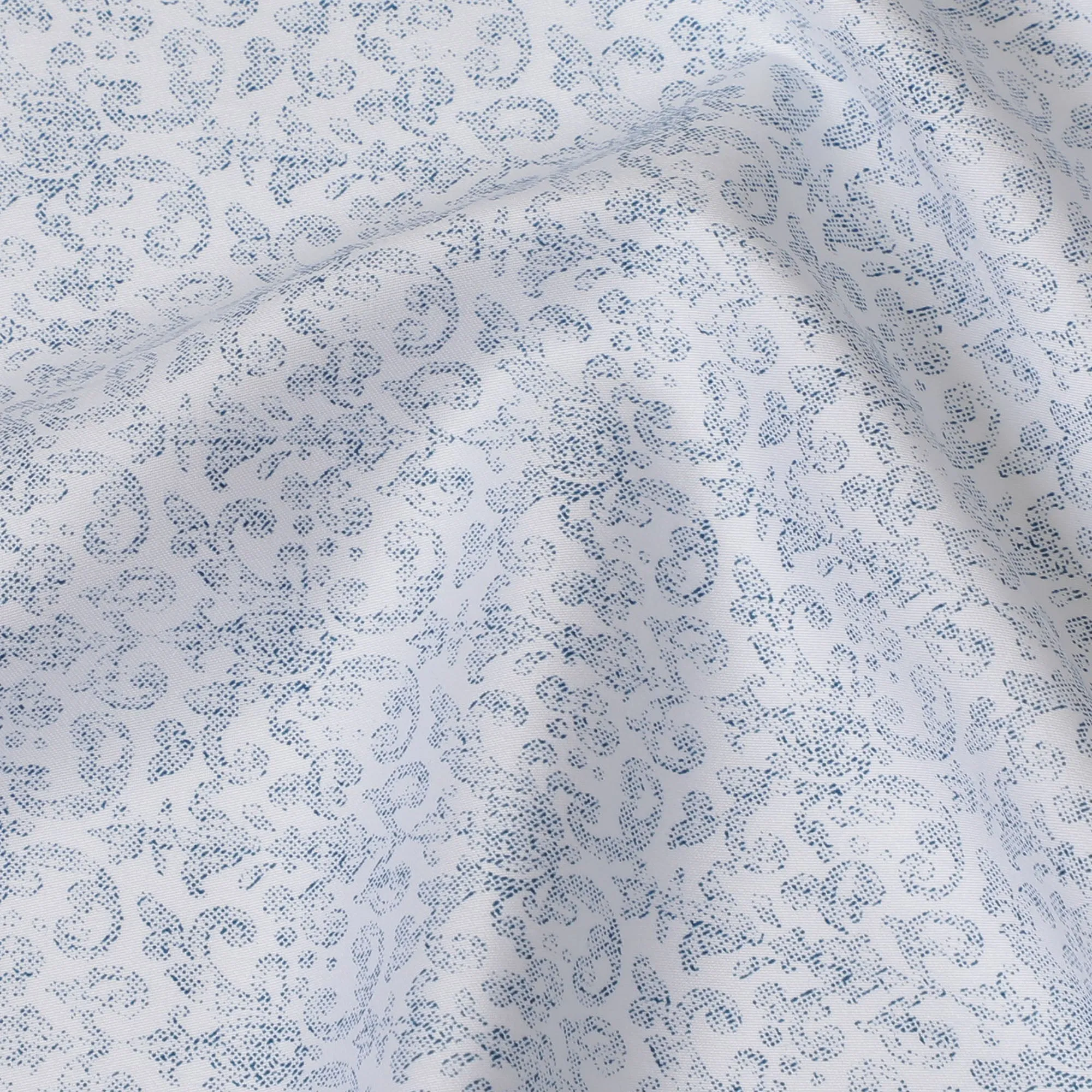 Delicate Pale Blue Cotton Shirting Fabric with Subtle Floral Print, Satin Finish, 150 cm Wide-D19192