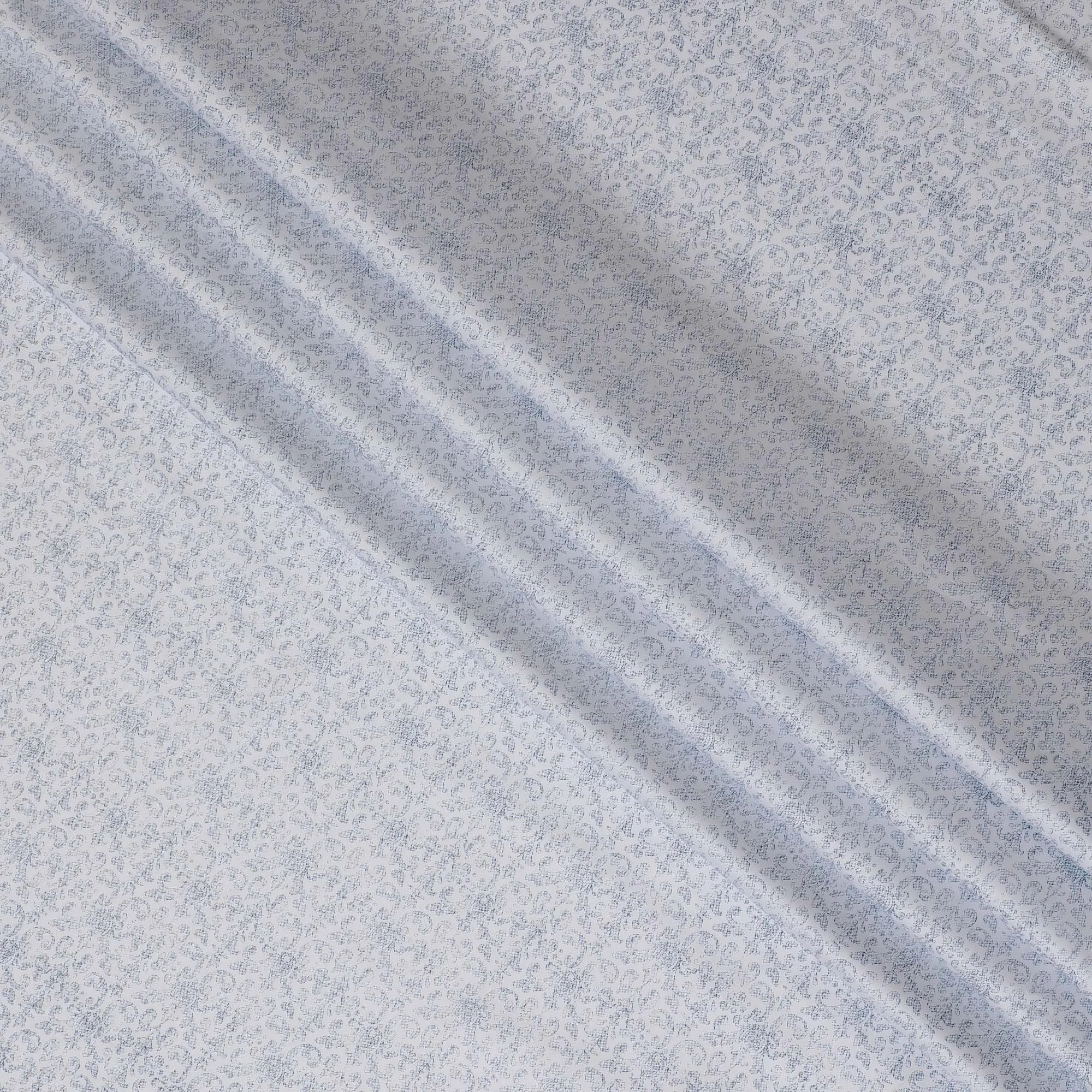 Delicate Pale Blue Cotton Shirting Fabric with Subtle Floral Print, Satin Finish, 150 cm Wide-D19192