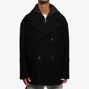 Detachable Hood Felt Wool Peacoat