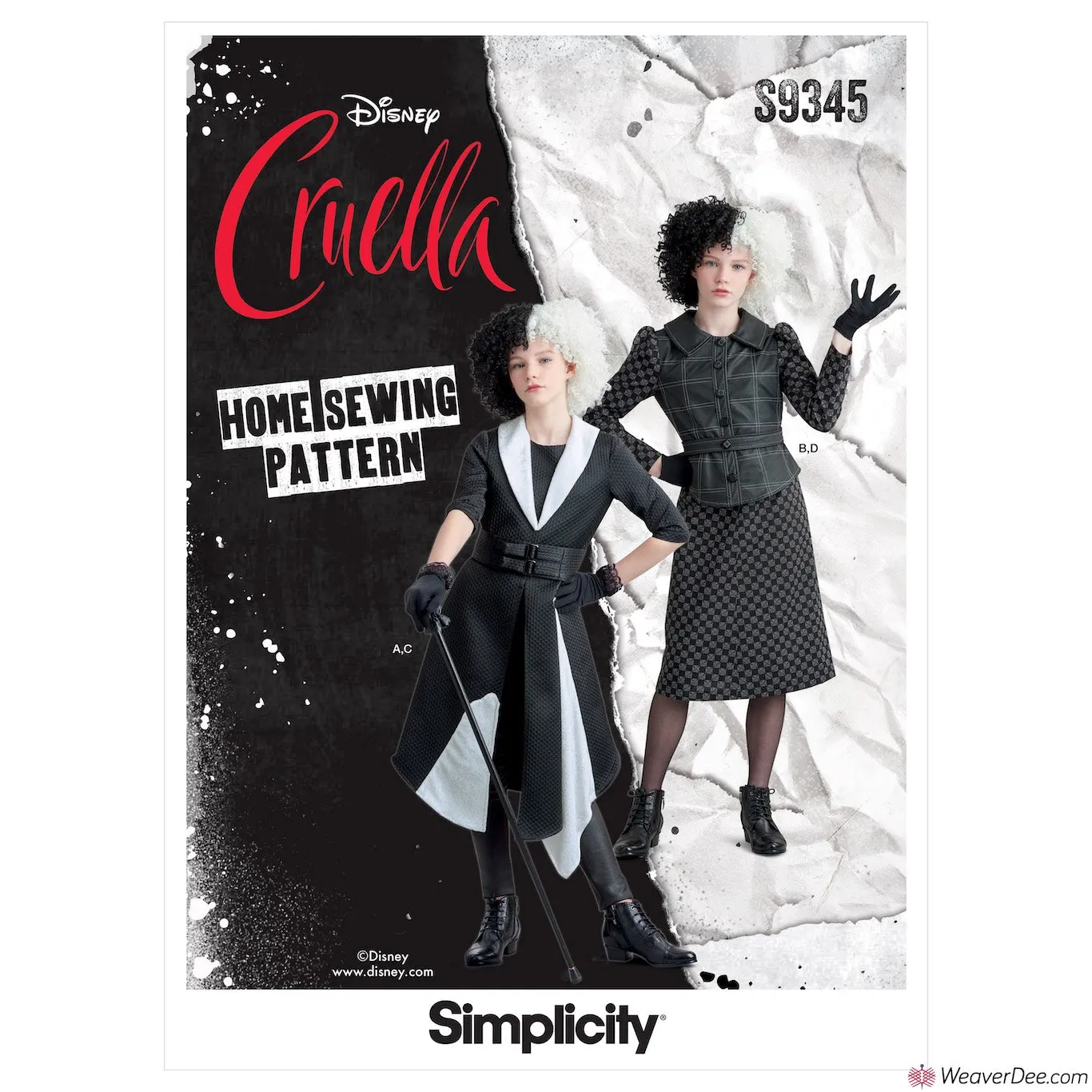 Disney Simplicity Pattern S9345 Girls' Cruella de Vil Costumes