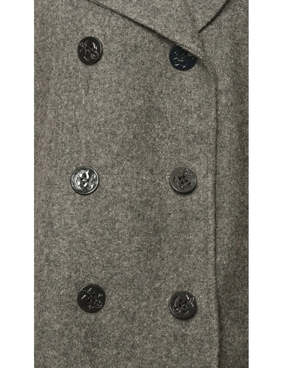 Double Breasted Dark Grey Peacoat - L