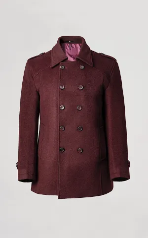 DOUBLE BREASTED PEACOAT BURGUNDY