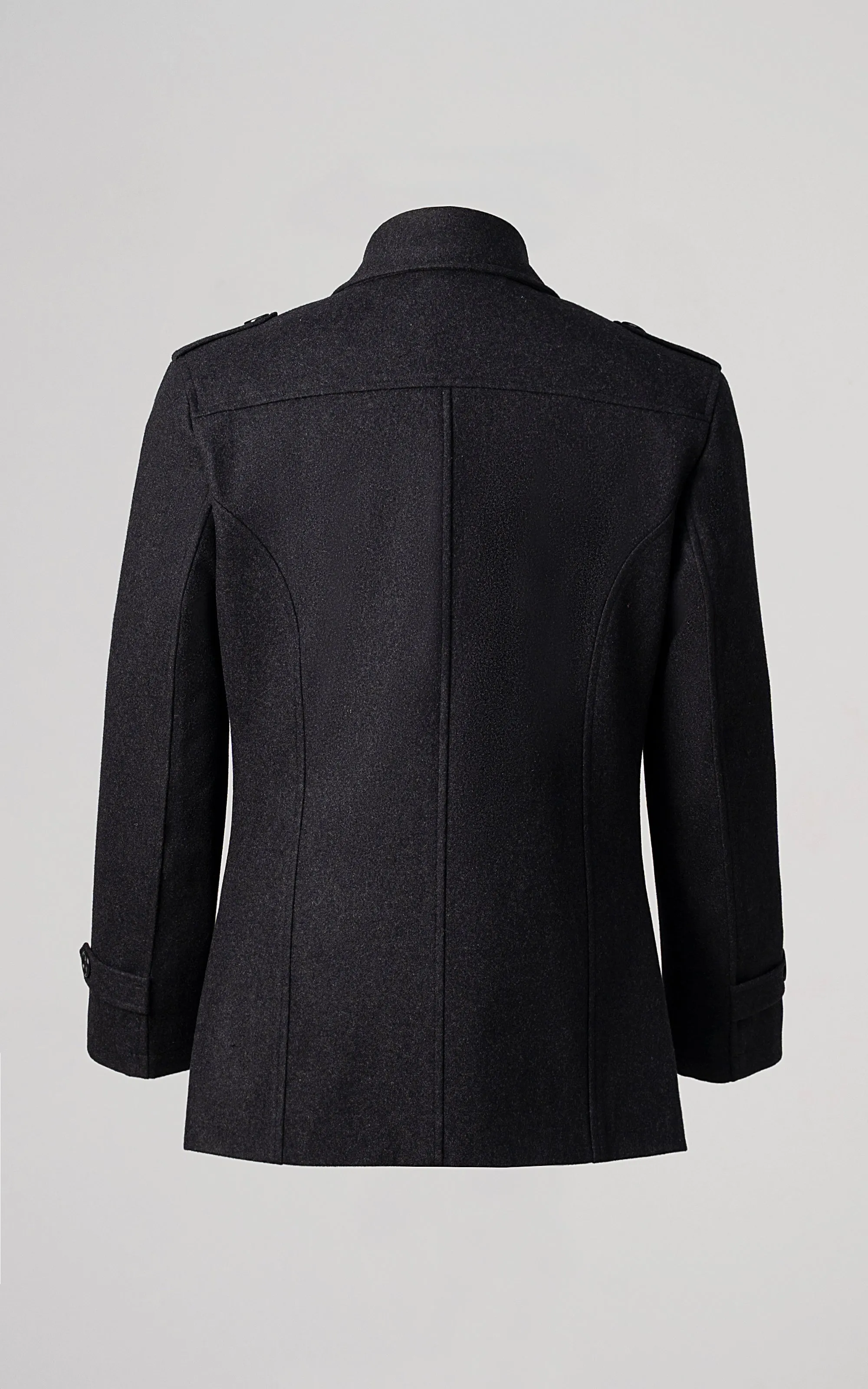 DOUBLE BREASTED PEACOAT CHARCOAL