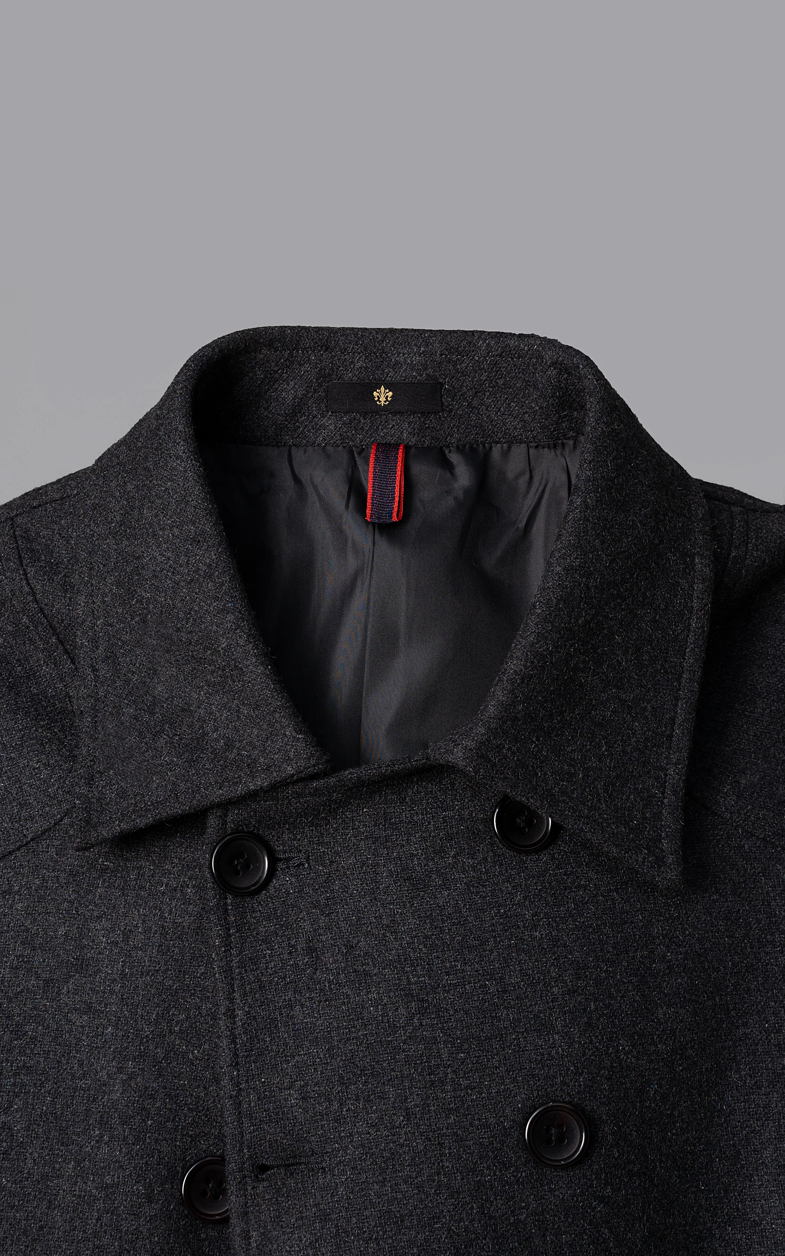 DOUBLE BREASTED PEACOAT COAT CHARCOAL