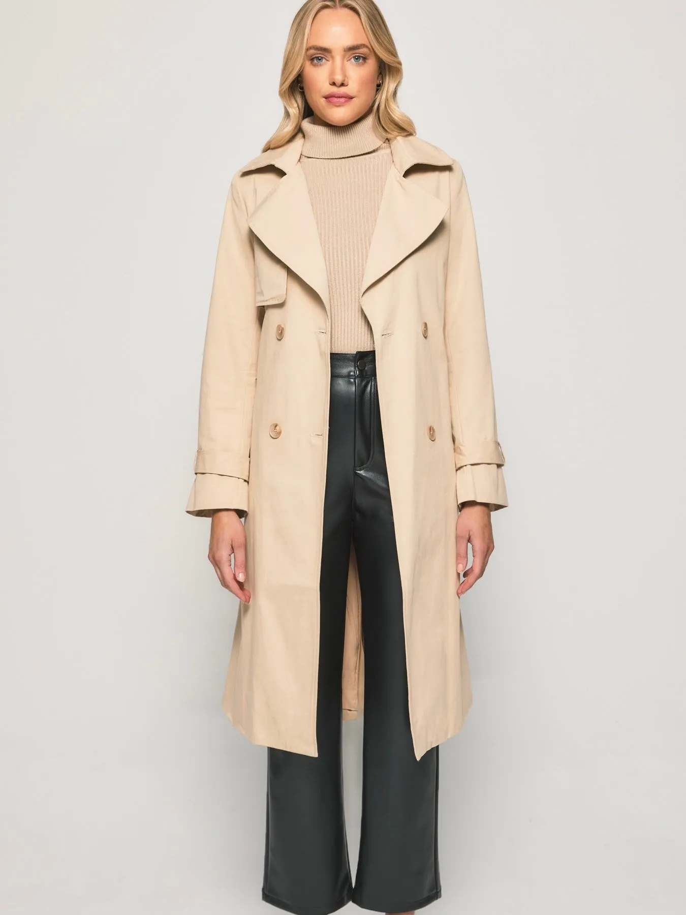 Double Breasted Trench Coat - Camel