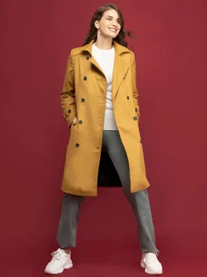 Double-Breasted Trench Coat - Mustard