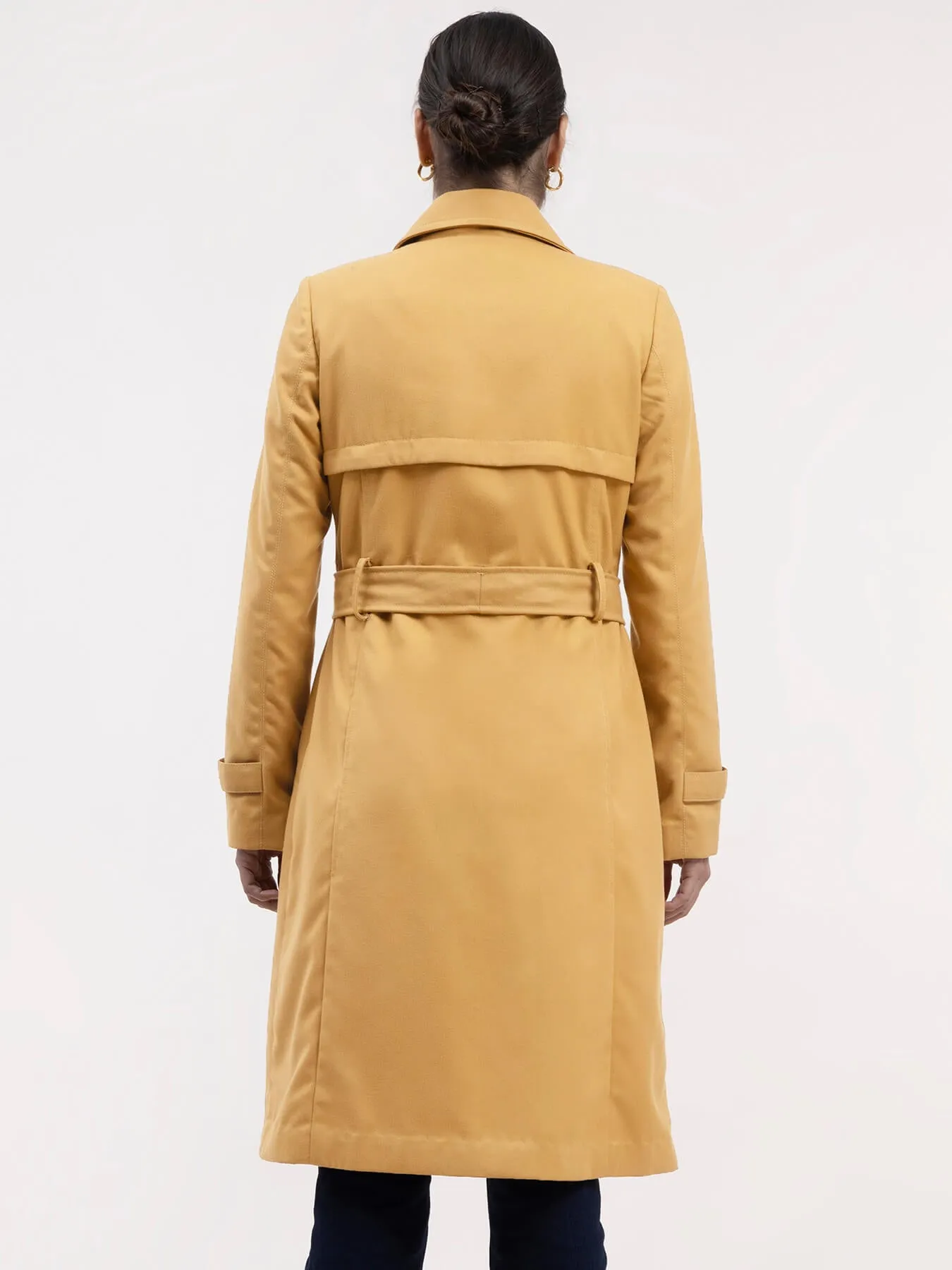 Double-Breasted Trench Coat - Mustard