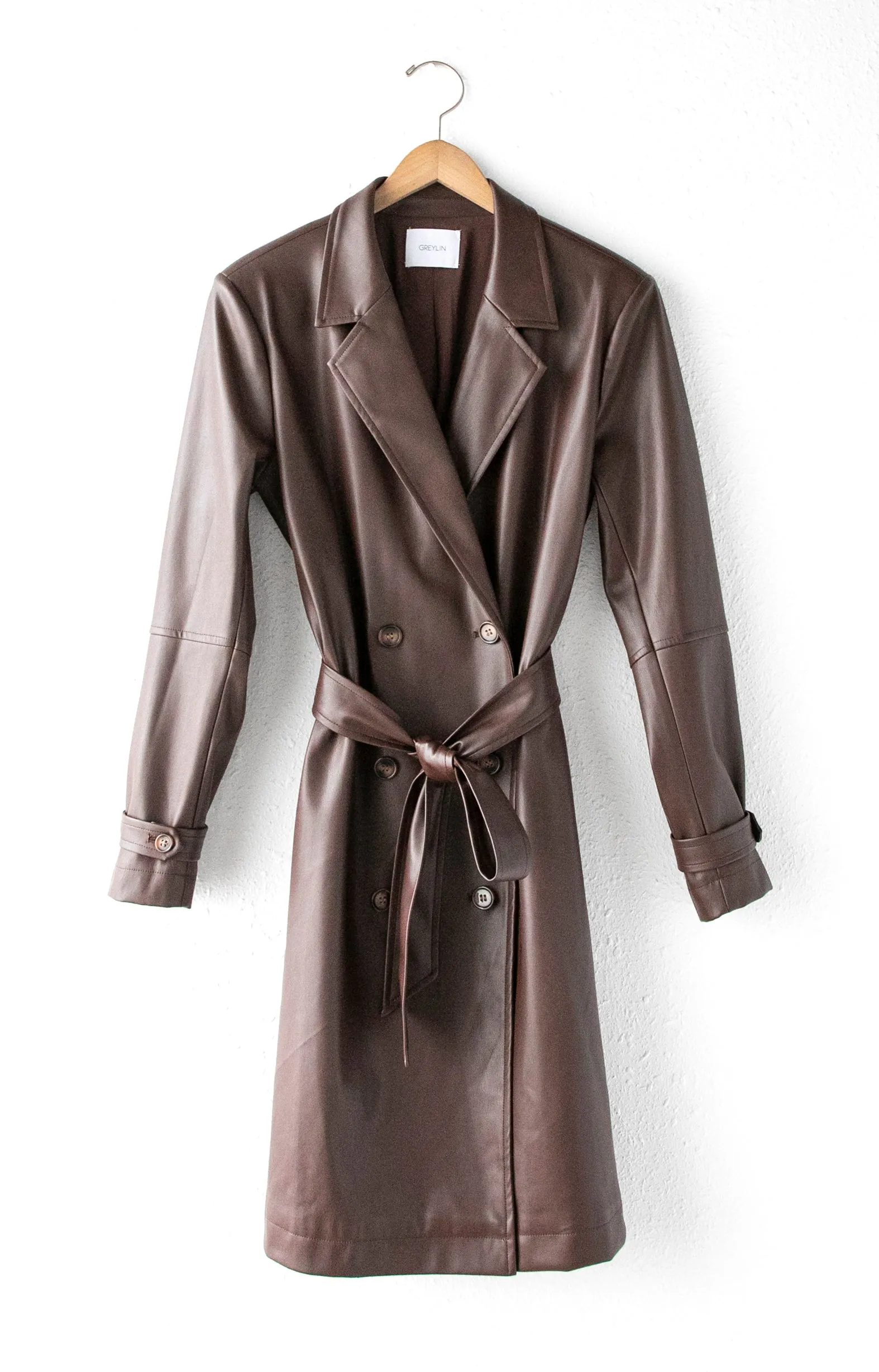 Elisha Faux Leather Trench Coat