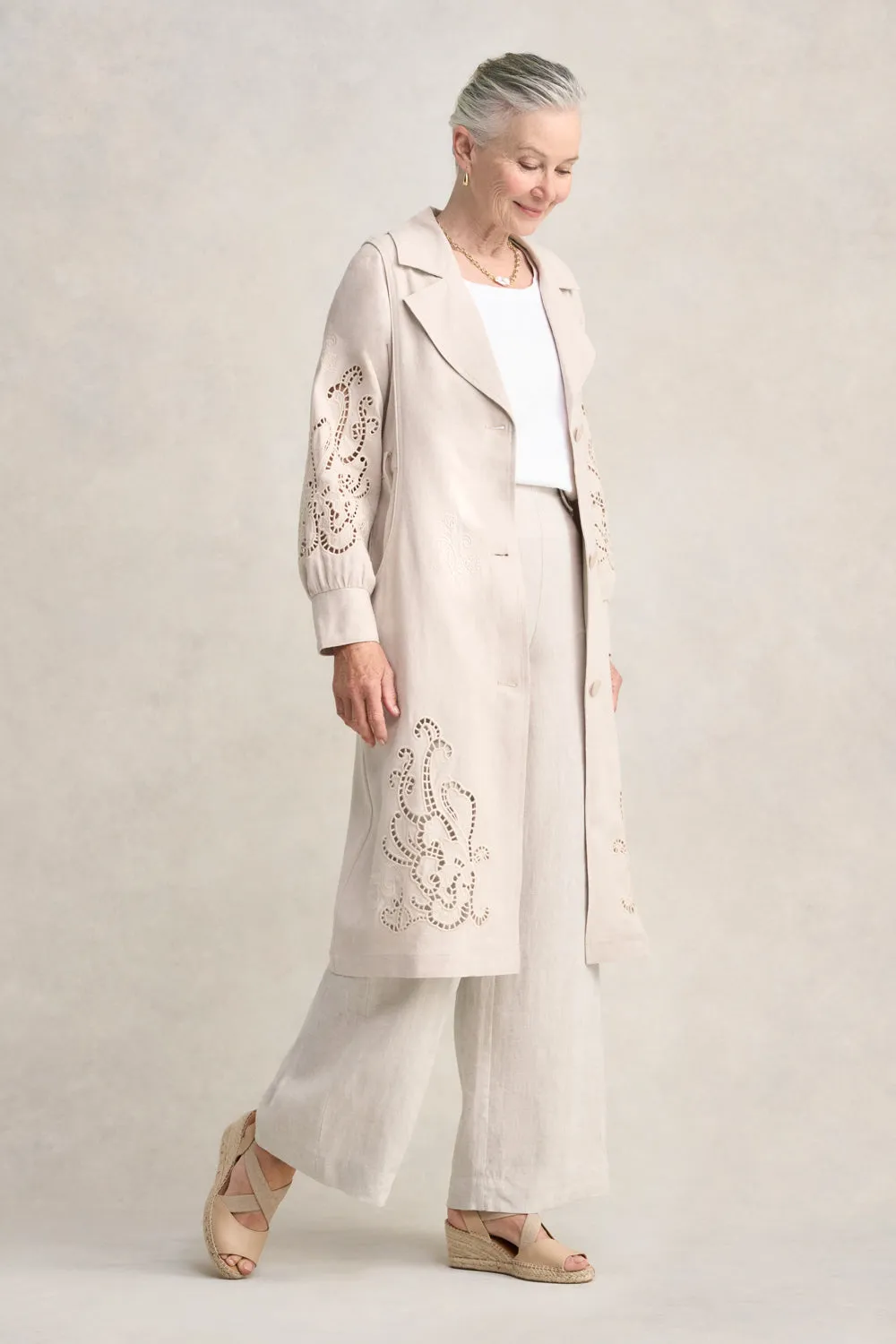 Embroidered Trench Coat